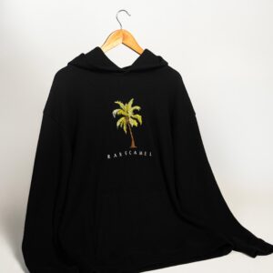 Waffle Texture Knitted Hood Jet Black - 70% Cotton 30% Polyester