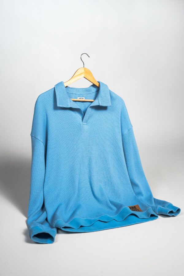 Thermal Waffle Shirt Sky Blue - 100% Cotton