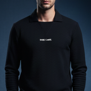 Thermal Waffle Shirt Jet Black - 100% Cotton