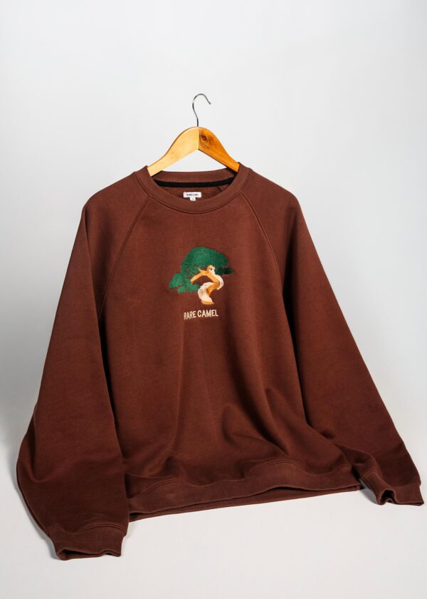 Rare Camel Brown Printed Baggy Sweat Shirt – main view