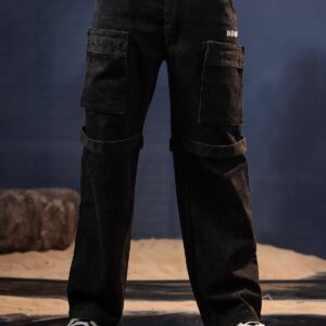 Rare Camel Cargo Pant Jet Black – main view