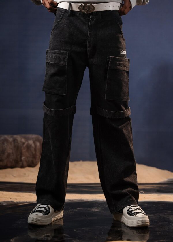 Rare Camel Cargo Pant Jet Black – main view