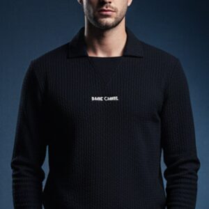 Rare Camel Thermal Waffle Shirt Jet Black – main view